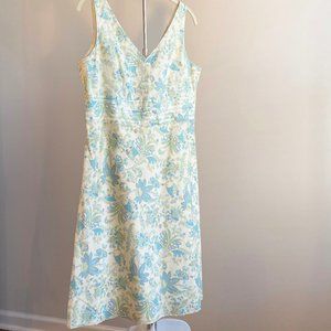 Ann Taylor Pastel Blue Green Paisley Cotton Dress, Perfect Condition